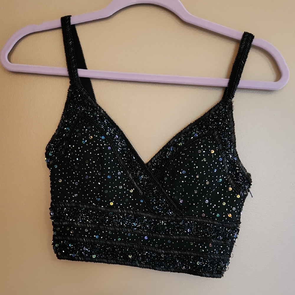 Vintage Black Beaded Women's Top